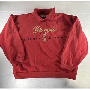 VTG Giogio Beverly Hills Red Crewneck Sweatshirt Embroidered Womens‎ M USA Made